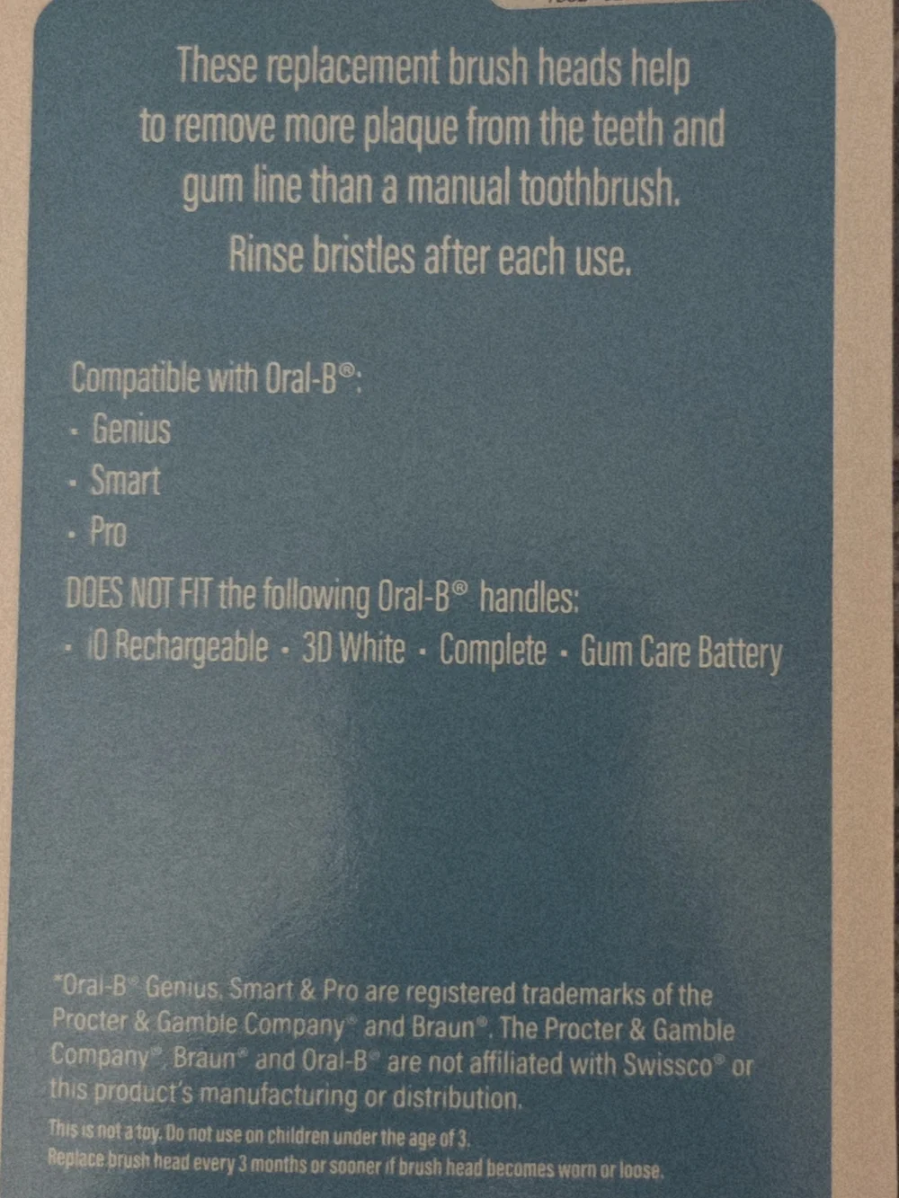 Replacement Toothbrush Heads - White with Blue/Red/Teal Accents (8 Pack)